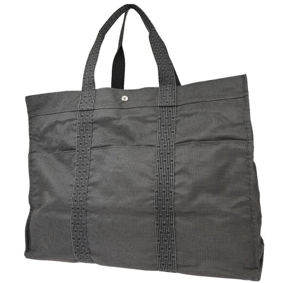 Hermes Gray Canvas Herline Tote GM Handbag 185630 - Picture 2 of 10